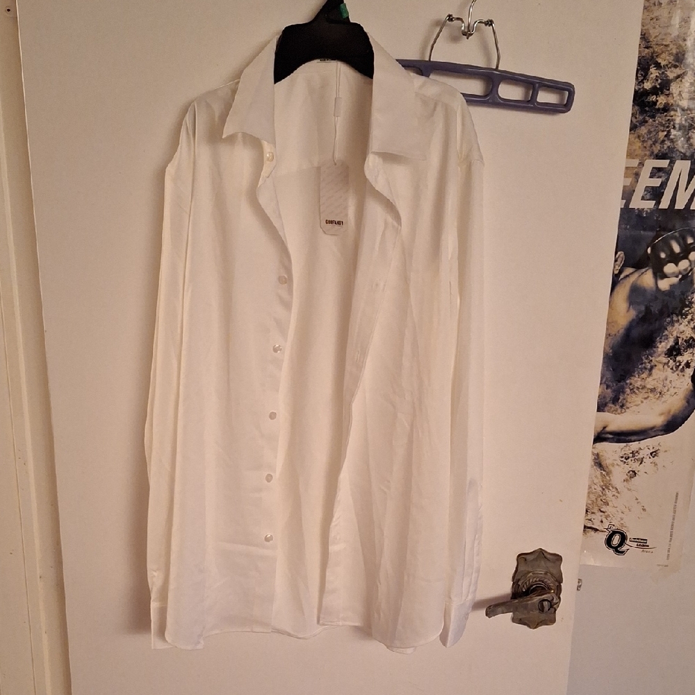 CooFandy White Dress Shirt